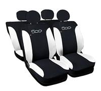 Auto Accessori Lupex Housses de siège Auto compatibles avec Cinquecento 500, Made in Italy, Tissu Polyester (Noir - Blanc modèle 3)