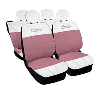 Auto Accessori Lupex Housses de siège Auto compatibles avec Cinquecento 500, Made in Italy, Tissu Polyester (Blanc - Rose modèle 2)