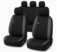 Auto Accessori Lupex Housses de siège Auto compatibles avec Panda à partir de 2012, fabriqué en Italie, Tissu Polycoton, Ensemble Complet (Noir, Gris foncé, 01 - Dossier arrière Entier)