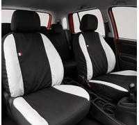 Auto Accessori Lupex Housses de siège Auto compatibles avec Panda à partir de 2012, fabriqué en Italie, Tissu Polycoton, Ensemble Complet (Noir, Blanc, 02 - Dossier arrière 50e50)