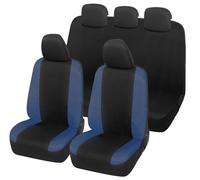 Auto Accessori Lupex Housses de siège Auto compatibles avec Panda Seconda 169 et Troisième 319 séries, Tissu Polycoton, Ensemble Complet (Noir - Bleu foncé avec Dossier arrière Entier)