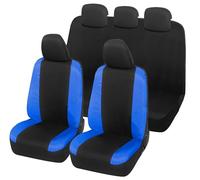 Auto Accessori Lupex Housses de siège Auto compatibles avec Panda Seconda 169 et Troisième 319 séries, Tissu Polycoton, Ensemble Complet (Noir - Bleu Royal avec Dossier arrière Entier)