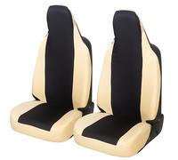 Auto Accessori Lupex Housses de siège auto compatibles avec Smart ForFour, sièges avec appui-tête intégré, paire avant, housses de protection siège, modèle universel (noir - beige)