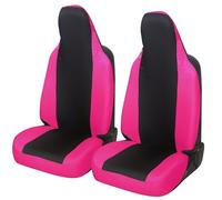 Auto Accessori Lupex Housses de siège auto compatibles avec Twingo, sièges avec appui-tête intégré, paire avant, housses de protection de siège, modèle universel (noir - Fuchsia)