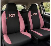 Auto Accessori Lupex - Housses de siège Auto, compatibles Housses de siège Auto pour 107, Noir Rose, Made in Italy, Set pour sièges Avant et arrière, Tissu Polyester, Housses intérieures de Voiture
