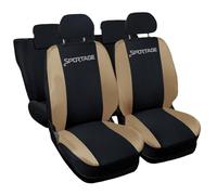 Auto Accessori Lupex - Housses de siège auto compatibles pour Sportage, fabriqué en Italie, lot de housses complètes, nom logo brodé, tissu polyester (noir/beige)
