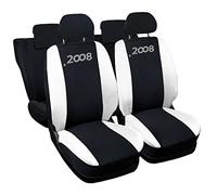 Auto Accessori Lupex - Housses de siège Auto. Housses de siège Auto compatibles avec 2008, Noir Blanc, Fabriquées en Italie, Housses pour sièges Avant et arrière, Intérieur de la Voiture