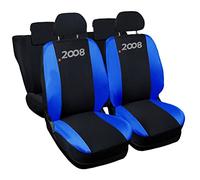 Auto Accessori Lupex - Housses de siège Auto. Housses de siège Auto compatibles avec 2008, Noir Bleu Royal, Fabriquées en Italie, Housses pour sièges Avant et arrière, Intérieur de la Voiture