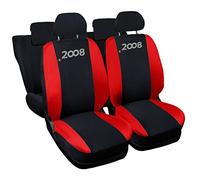 Auto Accessori Lupex - Housses de siège Auto. Housses de siège Auto compatibles avec 2008, Noir Rouge, Fabriquées en Italie, Housses pour sièges Avant et arrière, Intérieur de la Voiture