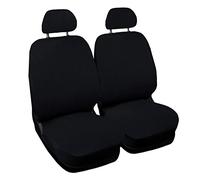 Auto Accessori Lupex Housses de siège auto universel paire avant | en coton lisse ou matelassé | Set housse de siège avant Furgone | Accessoires intérieur (coton lisse, noir)