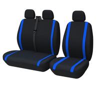 Auto Accessori Lupex Housses de siège auto universelles pour camions et camions 3 places, avant 2+1, compatible avec accoudoir, tissu en polycoton (noir - bleu)