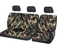 Auto Accessori Lupex - Housses de siège avant spécifiques pour fourgonnettes 3 places universelles, ensemble de housses de siège avant 2+1 double et simple, fabriqué en Italie (Mimetico Vert, Ceinture