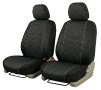 Auto Accessori Lupex Housses de siège de Voiture universelles, Paire Avant, Tissu Deluxe Gabardine, Convient à Tous Les Types de sièges (Noir avec Rayures Gris, Appuie-tête Fixe ou Amovible)
