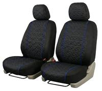 Auto Accessori Lupex Housses de siège de Voiture universelles, Paire Avant, Tissu Deluxe Gabardine, Convient à Tous Les Types de sièges (Noir avec Rayures Bleue, Appuie-tête Fixe ou Amovible)