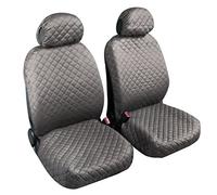 Auto Accessori Lupex - Housses de sièges de voiture avant universelles, couleur gris clair, paire de housses pour voiture ou fourgonnette 2 places, tissu coton ouaté, kit de protection pour sièges