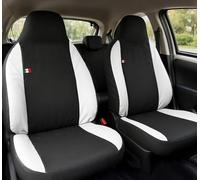 Auto Accessori Lupex - Housses pour siège de Voiture, compatibles Housses de siège de Voiture pour Aygo, Noir Blanc, Made in Italy, Avant et arrière, Tissu Polyester, intérieures de Voiture
