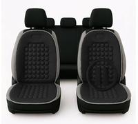 Auto Accessori Lupex Lot de 2 housses de siège avant universelles avec 92 boules de massage pour sièges auto camionnette autobus camion chaise bureau (noir + couvre-volant et ceintures)