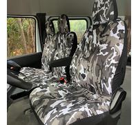 Auto Accessori Lupex LS31 Housses de siège auto universelles pour fourgons et camions 3 places, tissu en polycoton, couleur camouflage gris, avant 2+1, compatible avec accoudoir