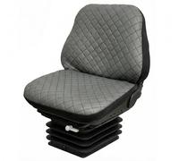 Auto Accessori Lupex - LS32 Housse de siège tracteur universelle - Siège et dossier en PU matelassé, coutures renforcées, protection et confort pour sièges agricoles (gris avec coutures noires)