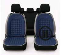 Auto Accessori Lupex Paire de dossiers universels, housses de sièges avant, kit 2 pièces avec 92 boules de massage pour sièges auto fourgon autobus camion chaise bureau (Bleu + couvre-volant et