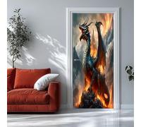 Auto-Adhésif 3D stickers porte Dragon volant Poster de Porte 63x205 cm Bête sauvage Autocollants de Décoration pour intérieure Bureau Chambre à Coucher Salon Art Papier Peint