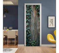 Auto-Adhésif 3D stickers porte Feuilles grimpantes Poster de Porte 73x205 cm Planche en Bois Plante Autocollants de Décoration pour intérieure Chambre à Coucher Salon Art Papier Peint Peintures