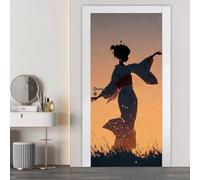 Auto-Adhésif 3D stickers porte Fille japonaise Poster de Porte 73x205 cm Anime Autocollants de Décoration pour intérieure Bureau Chambre à Coucher Salon Art Papier Peint Peintures