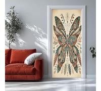 Auto-Adhésif 3D Stickers Porte Fleurs de papillon Poster de Porte 85x215 cm Mandala vintage Autocollants de Décoration pour Intérieure Bureau Chambre à Coucher Salon Art Papier Peint