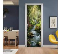 Auto-Adhésif 3D stickers porte Fleurs Poster de Porte 63x205 cm Paysage Naturel Ruisseau Autocollants de Décoration pour intérieure Bureau Chambre à Coucher Salon Art Papier Peint Peintures