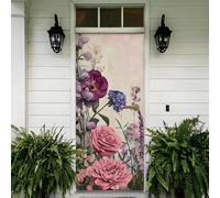 Auto-Adhésif 3D stickers porte Illustration Poster de Porte 85x215 cm Fleurs Style Bohème Autocollants de Décoration pour intérieure Bureau Chambre à Coucher Salon Art Papier Peint Peintures