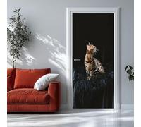 Auto-Adhésif 3D Stickers Porte Léopard Poster de Porte 85x215 cm Noir Autocollants de Décoration pour Intérieure Bureau Chambre à Coucher Salon Art Papier Peint GT1499