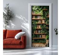 Auto-Adhésif 3D Stickers Porte Mur Végétal Poster de Porte 90x200 cm Étagère en Bois Autocollants de Décoration pour Intérieure Bureau Chambre à Coucher Salon Art Papier Peint