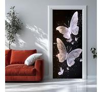 Auto-Adhésif 3D Stickers Porte Papillon lumière d'étoiles Poster de Porte 63x205 cm Beau et onirique Autocollants de Décoration pour Intérieure Bureau Chambre à Coucher Salon Art Papier Peint