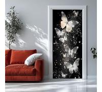 Auto-Adhésif 3D Stickers Porte Papillon lumière d'étoiles Poster de Porte 85x215 cm Luxe onirique Autocollants de Décoration pour Intérieure Bureau Chambre à Coucher Salon Art Papier Peint