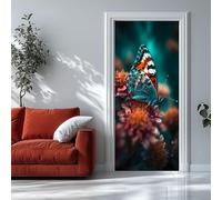 Auto-Adhésif 3D stickers porte Papillon Poster de Porte 90x200 cm Fleurs Autocollants de Décoration pour intérieure Bureau Chambre à Coucher Salon Art Papier Peint