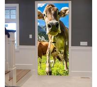 Auto-Adhésif 3D stickers porte Vaches Poster de Porte 73x205 cm Drôle Autocollants de Décoration pour intérieure Bureau Chambre à Coucher Salon Art Papier Peint Peintures