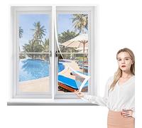 Auto-AdhéSif en Maille Rideau 140 x 120 cm, Automatiquementfermé, Sans Perçage pour Tout Type de Fenêtre, Blanc