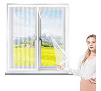 Auto-AdhéSif en Maille Rideau 165 x 170 cm, Moustiquaire Porte Fenetre Rideau, Kit d'installation pour La Plupart des Fenêtres, Blanc