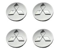 Auto Cache Moyeux pour Mitsubishi Pajero 2006-2011, Cache Moyeu Centre de Jante Capuchons Cache de Roue Centrale D'emblème Antirouille PoussièRe DéCoration Accessoires 4PCS,60MM-Silver-A