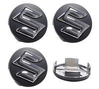 Auto Cache-Moyeux pour Suzuki Ignis 2016-2023, 4 Pièces Centre De Jante Capuchon Capuchons de Moyeu Central de Roue de Voiture Aluminium+ABS pour Enjoliveurs Accessoires,Black-54mm