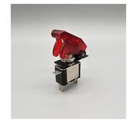 Auto Car Boat Truck Illuminated Led Toggle Switch with Aircraft Flip Up Cover Guard Red Blue Green Yellow White 12V20A NWPNLXEA(A set of Red)