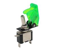 Auto Car Boat Truck Illuminated Led Toggle Switch with Aircraft Up Cover Guard Red Blue Green Yellow White 12V20A(Transparent Green)