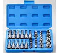 Auto Coffret Douilles Jeu De Douilles Torx Et E-torx Star 34 Pièces 1/4 "3/8" 1/2" Lecteur Mâle Femelle Embouts Outil Portatif Avec Étui