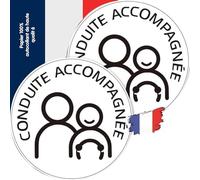 Auto-Collants Conduite Accompagnée (Lot de 2) - Adhésif Renforcé 15cm - Auto-Adhésifs Haute Adhérence pour Voiture/Pare-Brise - Résistants aux Intempéries - Conforme Normes SR