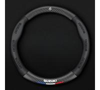 Auto Couvre Volant pour Suzuki Vitara 2018-2024,Cuir Microfibre Protecteur Volant Antidérapant Housse de Volant de Voiture avec Logo Emblème Voiture Accessoires Auto Interieur