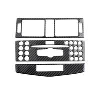 Auto Décorer Couvercle pour Benz Classe C W204 2007-10 Console Centrale Voiture en Fibre Carbone Sortie d'air Climatiseur Panneau CD Couvercle Ventilation Garniture 3 Pièces Garniture Voiture Cadre