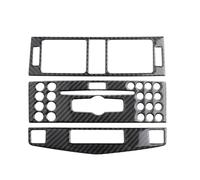 Auto Décorer Couvercle pour Benz Classe C W204 2007-10 Console Centrale Voiture en Fibre Carbone Sortie d'air Climatiseur Panneau CD Couvercle Ventilation Garniture 3 Pièces Garniture Voiture Cadre