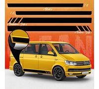 Auto-Dress® Lot de bandes adhésives latérales pour VW T4, T5 et T6 Bus dans la couleur de votre choix - Motif : Clean Racing sans trait (111M noir mat, empattement court)