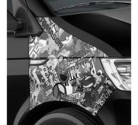 Auto-Dress Stickerbomb Film de protection pour voiture 3D avec canaux d'air Noir et blanc Finition mate 50 x 150 cm