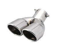 Auto Extrémités de tuyau Tuyau D'échappement Voiture Acier Inoxydable ID 76CMM Silencieux Tuyau Arrière Tuyau D'échappement À Double Sortie(Bend silver)